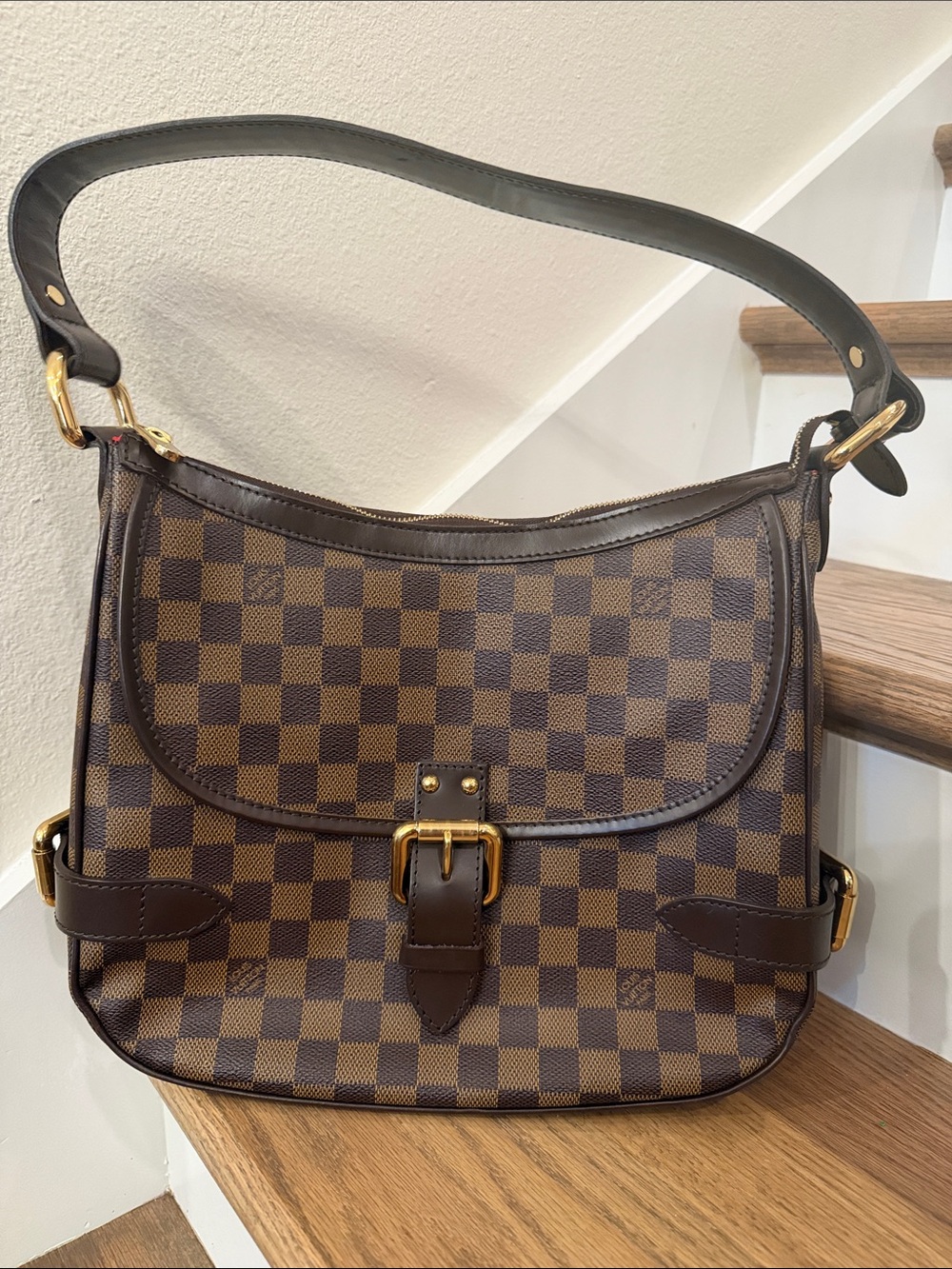 LV BUCKLE BAG❤️DAMIER EBENE LOUIS VUITTON TOTE SHOULDER BAG ZIPPER LV JACKIE BAG - Picture 16 of 17